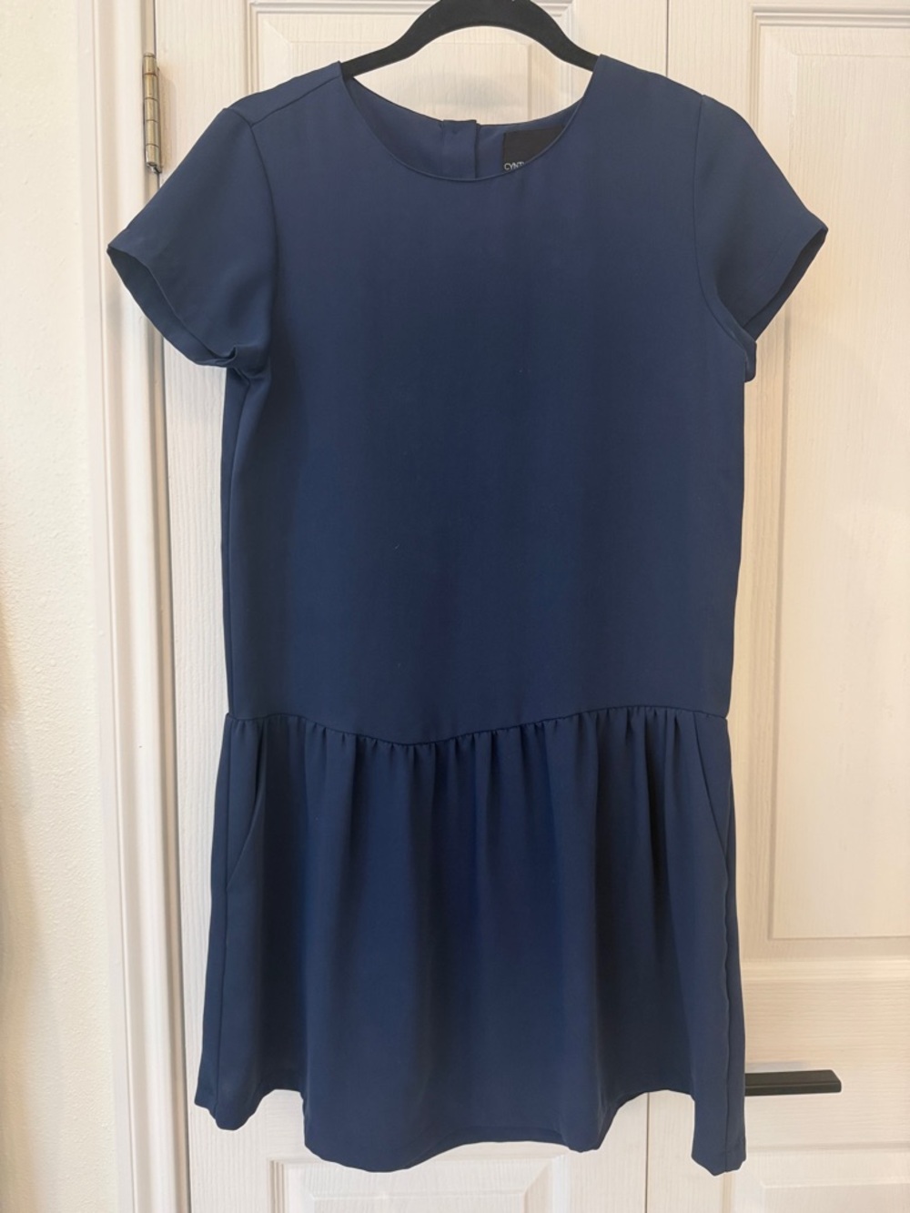 Cynthia Rowley Navy Shift Dress Drop Waist Short Sleeve Mini Size 0